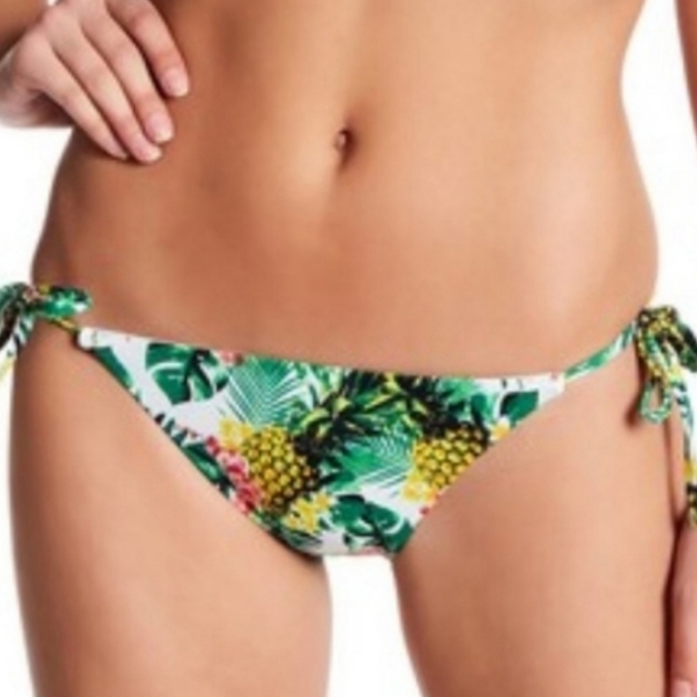 Sole East Cali Bikini Bottom Tropical Pineapple Yellow Green S